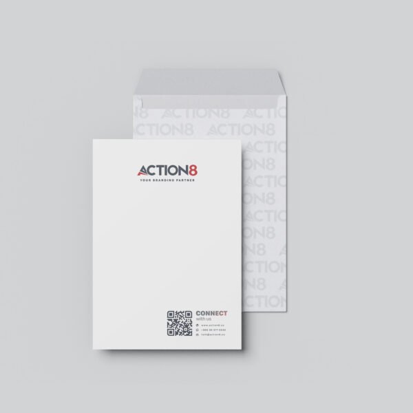 Branded corporate stationery set with printed letterhead and Envelop Printing Services for business use in Saudi Arabia