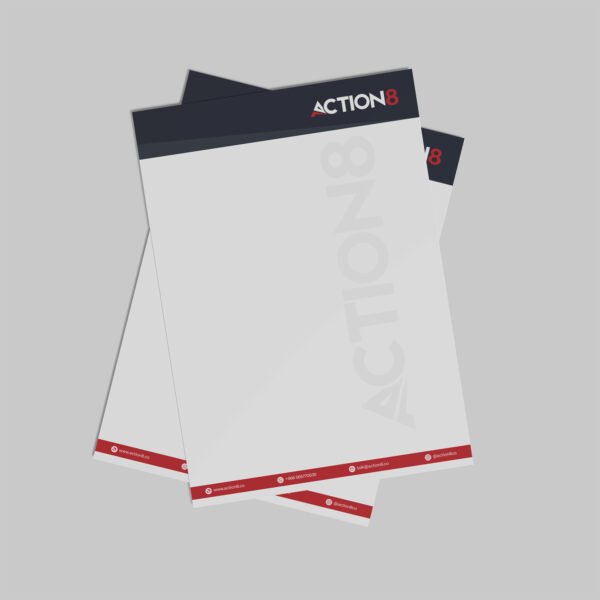 Custom printed letterhead with header, footer, and branding for corporate use in Saudi Arabia